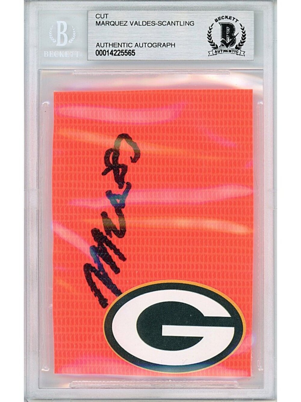 Marquez Valdes-Scantling Signed GB Packers Football Pylon Piece Beckett BAS Slab